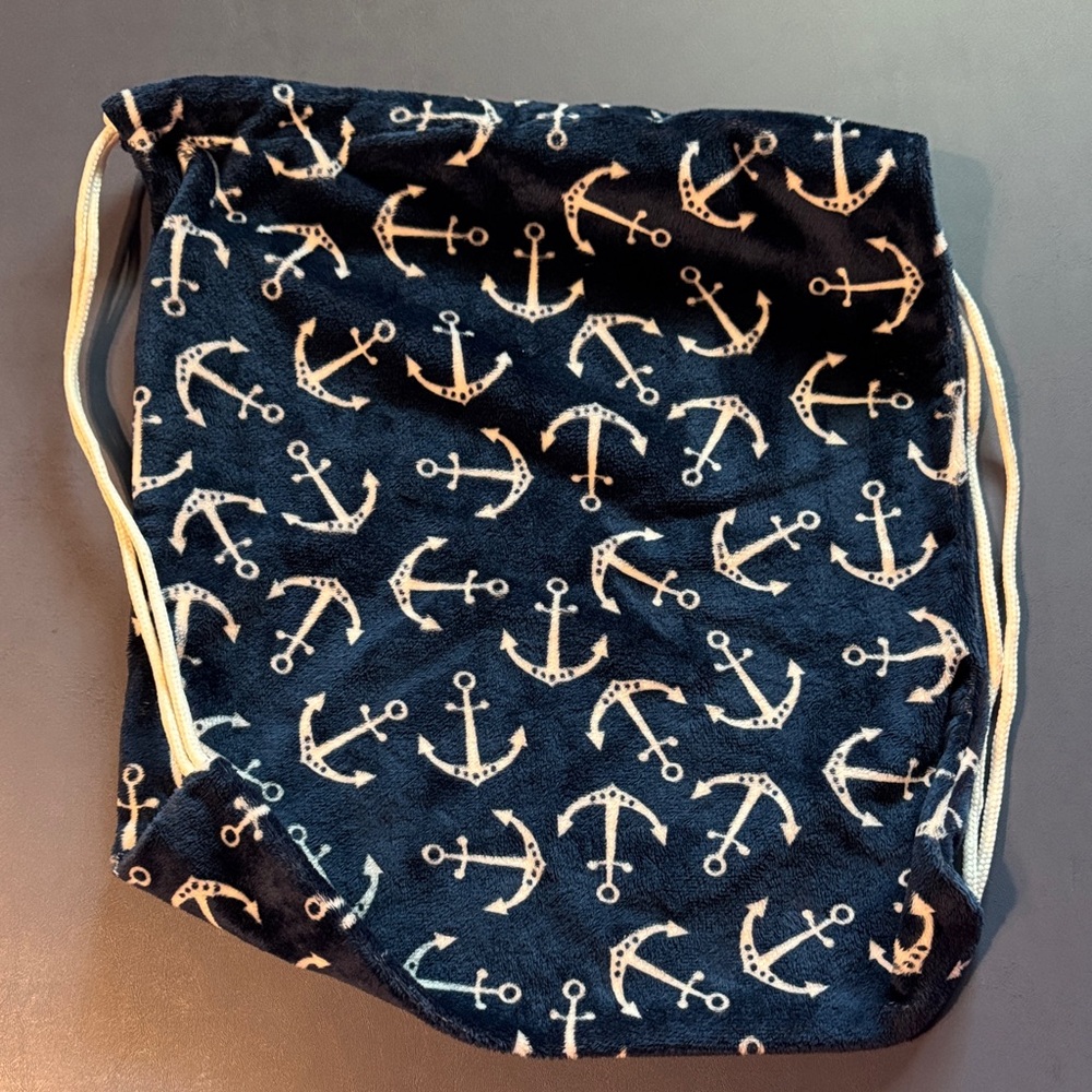 Nautical Anchor Print Drawstring Bag